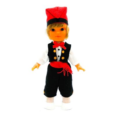 Bambola da collezione di 25 cm. tipico abito regionale catalano (Catalogna), realizzato in Spagna da Folk Crafts Dolls. (SKU: 203M)