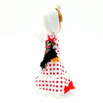 Poupée de collection de 25 cm. robe régionale typique Chulapa Madrileña (Madrid), fabriquée en Espagne par Folk Crafts Dolls. - Rouge blanc lunaire (SKU : 205B) 2