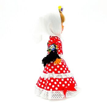Poupée de collection de 25 cm. robe régionale typique Chulapa Madrileña (Madrid), fabriquée en Espagne par Folk Crafts Dolls. - Blanc Rouge Lunaire (SKU : 205R) 2