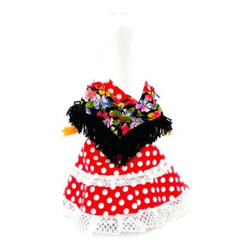Poupée de collection de 25 cm. robe régionale typique Chulapa Madrileña (Madrid), fabriquée en Espagne par Folk Crafts Dolls. - Blanc Rouge Lunaire (SKU : 205R) 3