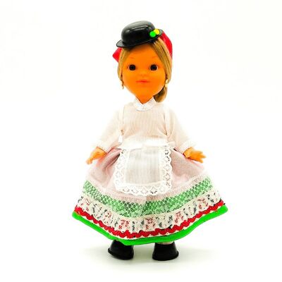 25 cm große Sammlerpuppe. Typisches kanarisches Regionalkleid (Kanarische Inseln), hergestellt in Spanien von Folk Crafts Dolls. (Artikelnummer: 216)