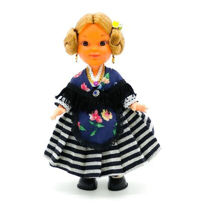 Poupée de collection de 25 cm. Robe régionale typique d'Estrémadure (Estrémadure), fabriquée en Espagne par Folk Crafts Dolls. (SKU: 220)