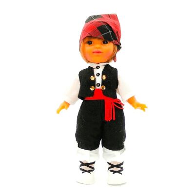 Bambola da collezione di 25 cm. tipico abito regionale aragonese o Baturro (Aragona), realizzato in Spagna da Folk Crafts Dolls. (SKU: 225M)