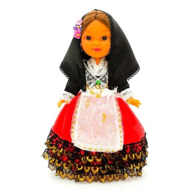 Bambola da collezione di 25 cm. tipico abito regionale Cartagenera (Cartagena, Murcia), realizzato in Spagna da Folk Crafts Dolls. (SKU: 231)