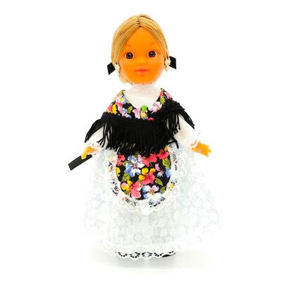 25 cm große Sammlerpuppe. typisches regionales Kleid Peñiscolana (Peñiscola, Castellón), hergestellt in Spanien von Folk Crafts Dolls. (Artikelnummer: 234)