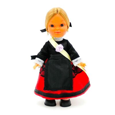 25 cm große Sammlerpuppe. typisches regionales Kleid Palentina (Palencia), hergestellt in Spanien von Folk Crafts Dolls. (Artikelnummer: 235)