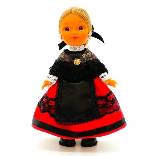 Muñeca de colección de 25 cm. vestido regional típico Alcarreña (La Alcarria, Guadalajara), fabricada en España por Folk Artesanía Muñecas. (SKU: 239)