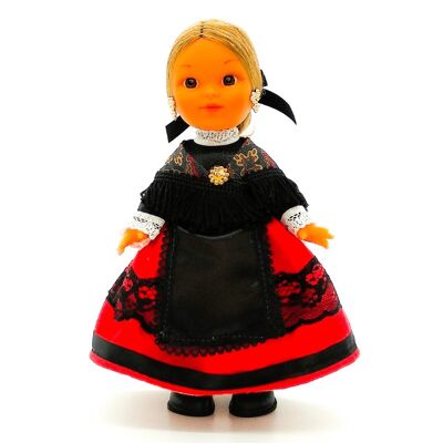 Bambola da collezione di 25 cm. tipico abito regionale Alcarreña (La Alcarria, Guadalajara), realizzato in Spagna da Folk Crafts Dolls. (SKU: 239)