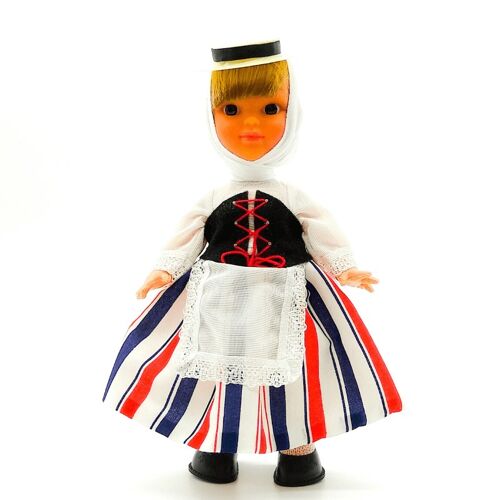 Muñeca de colección de 25 cm. vestido regional típico Lanzaroteña (Lanzarote, Canarias), fabricada en España por Folk Artesanía Muñecas. (SKU: 230)