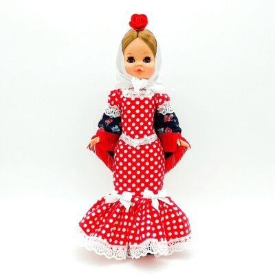 Muñeca Sintra de 40 cm con vestido regional Chulapa, Madrileña (Madrid) edición especial limitada. Fabricada en España. (SKU: V405R)