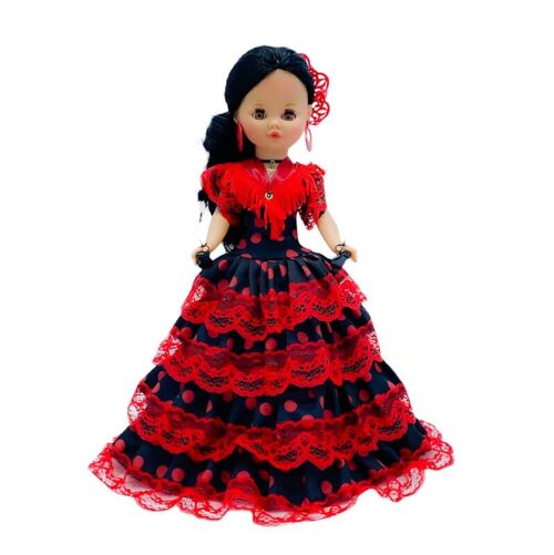 Muñeca Sintra de 40 cm con vestido regional Flamenca Andaluza edición especial limitada. Fabricada en España. (SKU: 402NNR)