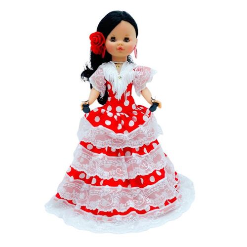 Muñeca Sintra de 40 cm con vestido regional Flamenca Andaluza edición especial limitada. Fabricada en España. (SKU: 402FRB)