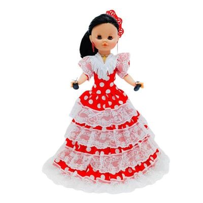 40 cm große Sintra-Puppe mit regionaler andalusischer Flamenco-Kleidung in limitierter Sonderedition. Hergestellt in Spanien. (Artikelnummer: 402NRB)