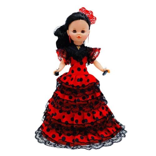 Muñeca Sintra de 40 cm con vestido regional Flamenca Andaluza edición especial limitada. Fabricada en España. (SKU: 402NRN)