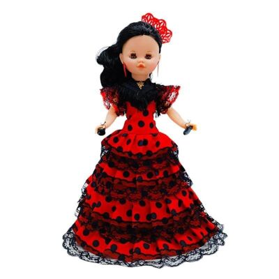 Poupée Sintra de 40 cm avec robe régionale andalouse Flamenco édition spéciale limitée. Fabriqué en Espagne. (SKU : 402NRN)