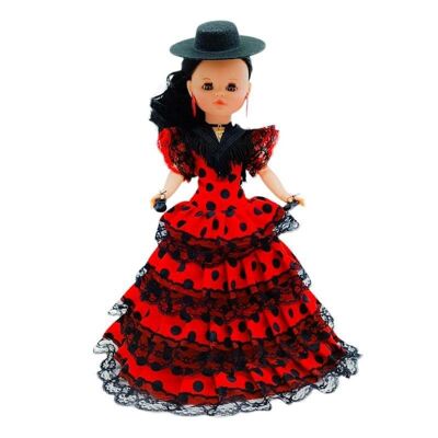 40 cm große Sintra-Puppe mit regionaler andalusischer Flamenco-Kleidung in limitierter Sonderedition. Hergestellt in Spanien. (Artikelnummer: 402SRN)