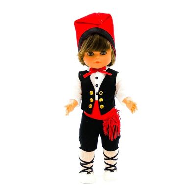 35 cm große Sammlerpuppe. Typische katalanische regionale Kleidung, hergestellt in Spanien von Folk Crafts Dolls. (Artikelnummer: 303M)
