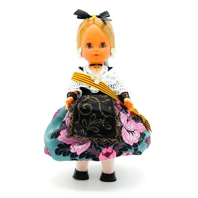 35 cm große Sammlerpuppe. Typische katalanische regionale Kleidung, hergestellt in Spanien von Folk Crafts Dolls. (Artikelnummer: 303)
