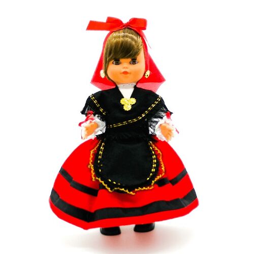 Muñeca de colección de 35 cm. vestido regional típico Gallega (Galicia), fabricada en España por Folk Artesanía Muñecas. (SKU: 304)