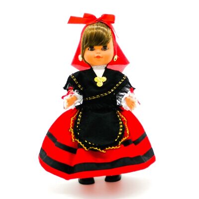 Bambola da collezione di 35 cm. Tipico abito regionale galiziano (Galizia), realizzato in Spagna da Folk Crafts Dolls. (SKU: 304)