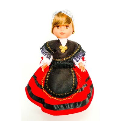 Bambola da collezione di 35 cm. tipico abito regionale asturiano (Asturie), realizzato in Spagna da Folk Crafts Dolls. (SKU: 304A)