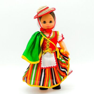 35 cm große Sammlerpuppe. typisches regionales Kleid Tinerfeña (Teneriffa), hergestellt in Spanien von Folk Crafts Dolls. (Artikelnummer: 315)