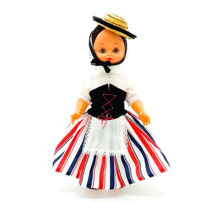 35 cm collectible doll. typical regional dress Lanzaroteña (Lanzarote), made in Spain by Folk Crafts Dolls. (SKU: 330)