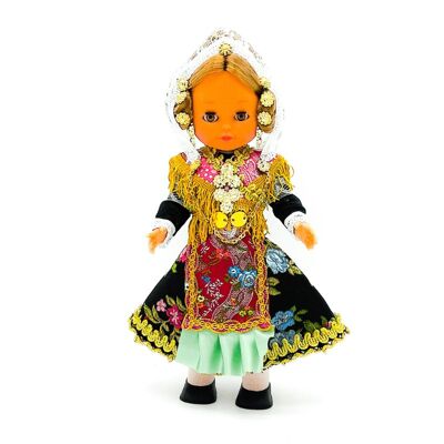 35 cm collectible doll. typical regional dress Salmantina Charra (Salamanca), made in Spain by Folk Crafts Dolls. (SKU: 314)