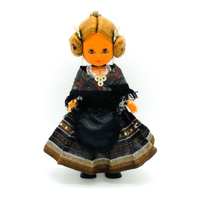 Bambola da collezione di 35 cm. tipico abito regionale Manchega (Castilla la Mancha), realizzato in Spagna da Folk Crafts Dolls. (SKU: 312)