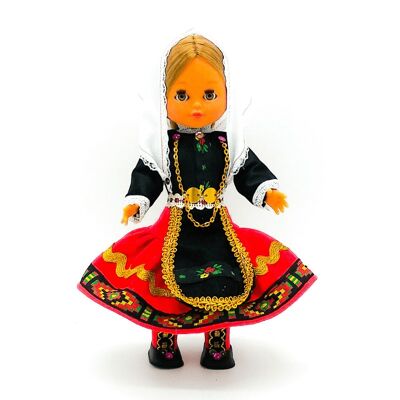 35 cm große Sammlerpuppe. typisches regionales Kleid Lagarterana (Toledo Castilla la Mancha), hergestellt in Spanien von Folk Crafts Dolls. (Artikelnummer: 313)