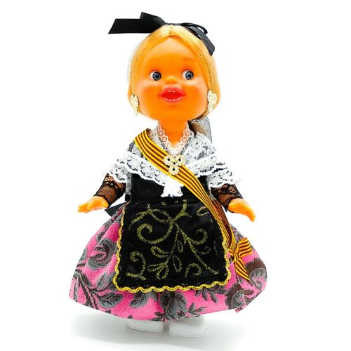 Muñeca Lara de 32 cm con vestido regional Catalana, (Cataluña) edición especial limitada. Fabricada en España. (SKU: 603)