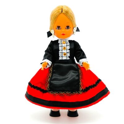 35 cm große Sammlerpuppe. typisches regionales Kleid Burgalesa (Burgos), hergestellt in Spanien von Folk Crafts Dolls. (Artikelnummer: 322)