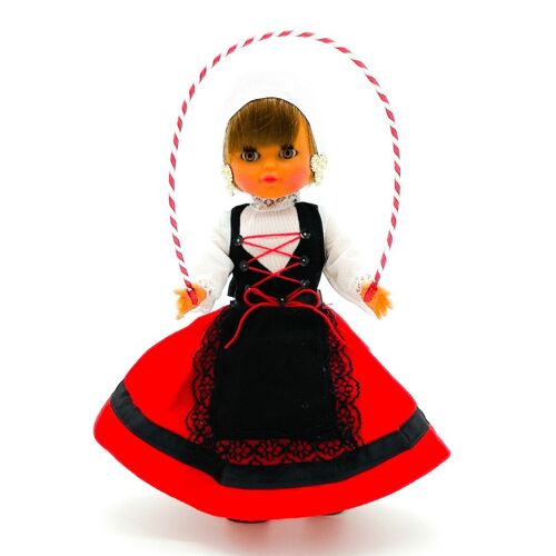 Muñeca de colección de 35 cm. vestido regional típico Vasca (Pais Vasco), fabricada en España por Folk Artesanía Muñecas. (SKU: 311)