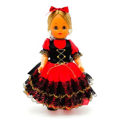 Muñeca de colección de 35 cm. vestido regional típico Piconera Goyesca, fabricada en España por Folk Artesanía Muñecas. - Vestido rojo (SKU: 332RJ)
