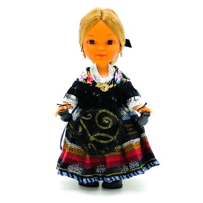 25 cm große Sammlerpuppe. typisches regionales Kleid Alpujarreña (Granada), hergestellt in Spanien von Folk Crafts Dolls. (Artikelnummer: 240)