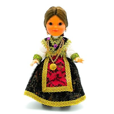 Bambola da collezione di 25 cm. Zamorana (Zamora) tipico abito regionale, realizzato in Spagna da Folk Crafts Dolls. (SKU: 221)