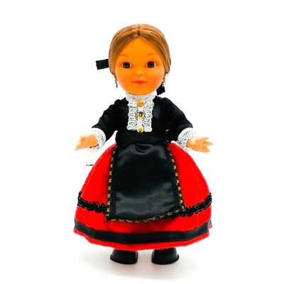 25 cm große Sammlerpuppe. typisches regionales Kleid Burgalesa (Burgos), hergestellt in Spanien von Folk Crafts Dolls. (Artikelnummer: 222)