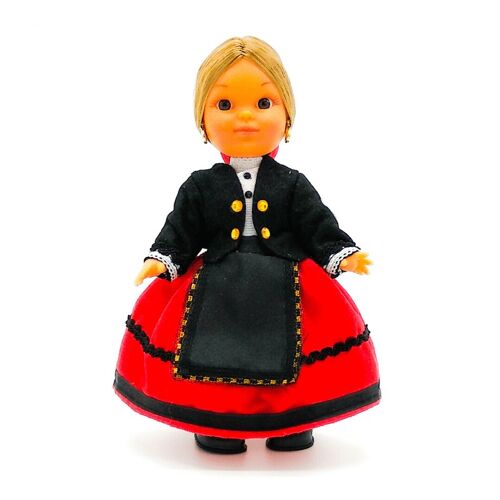 Muñeca de colección de 25 cm. vestido regional típico Montañesa (Cantabria), fabricada en España por Folk Artesanía Muñecas. (SKU: 219)