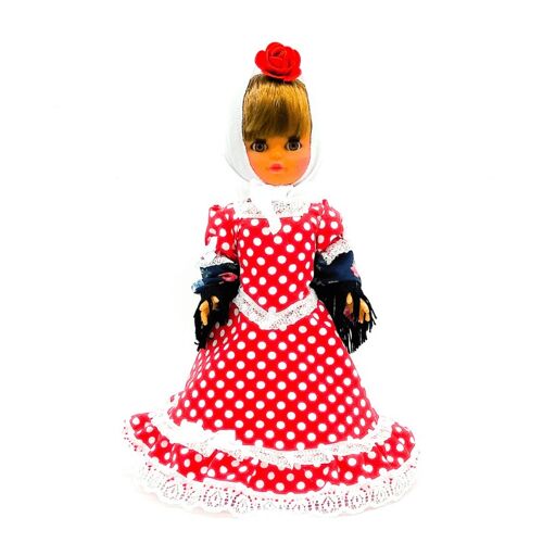 Muñeca de colección de 35 cm. vestido regional típico Chulapa Madrileña (Madrid), fabricada en España por Folk Artesanía Muñecas. (SKU: 305)