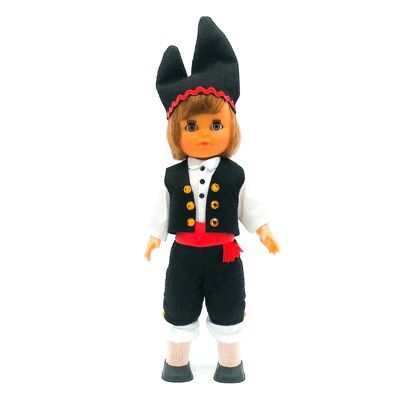 Bambola da collezione di 35 cm. tipico abito regionale asturiano (Asturie), prodotto in Spagna da Folk Crafts Dolls. (SKU: 304AM)