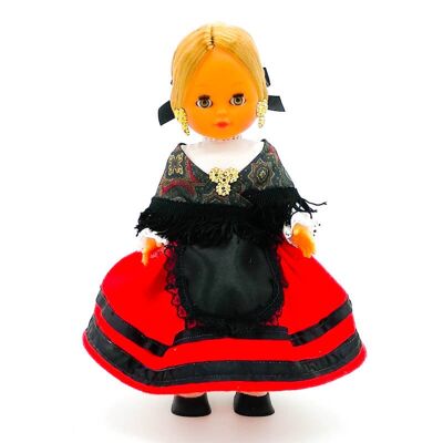 Muñeca de colección de 35 cm. vestido regional típico Conquense (Cuenca) fabricada en España por Folk Artesanía Muñecas. (SKU: 324)