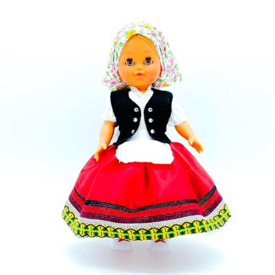 Bambola da collezione di 35 cm. tipico abito regionale Alpujarreña Almeriense (Alpujarra Almería), realizzato in Spagna da Folk Crafts Dolls. (SKU: 340A)