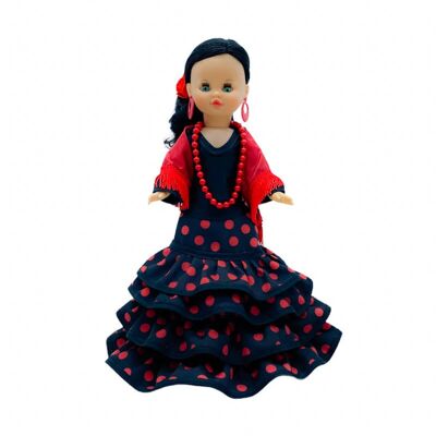 40 cm Sintra doll with special limited edition Andalusian Flamenco train and gala dress. Made in Spain. - Complete collection doll (SKU: 402COLA)