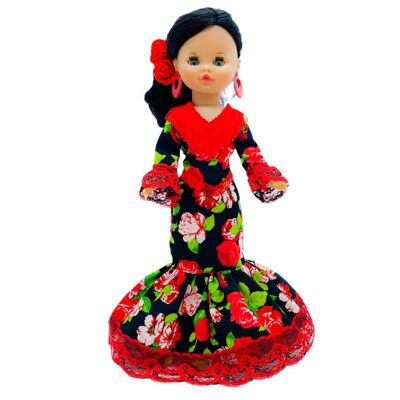 Poupée Sintra de 40 cm modèle 2021 100% vinyle avec robe de gala imprimée Flamenca Andaluza édition spéciale limitée. Fabriqué en Espagne. - Collection complète de poupées (SKU : 402E)