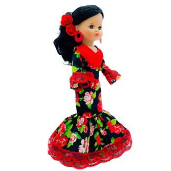 Poupée Sintra de 40 cm modèle 2021 100% vinyle avec robe de gala imprimée Flamenca Andaluza édition spéciale limitée. Fabriqué en Espagne. - Collection complète de poupées (SKU : 402E) 3