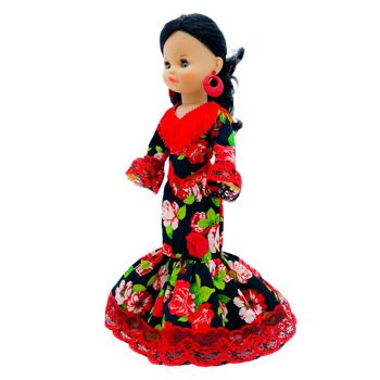 Poupée Sintra de 40 cm modèle 2021 100% vinyle avec robe de gala imprimée Flamenca Andaluza édition spéciale limitée. Fabriqué en Espagne. - Collection complète de poupées (SKU : 402E) 4