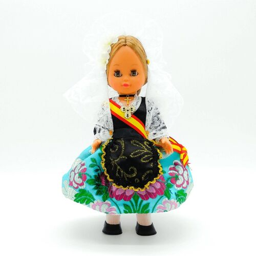 Muñeca de colección de 35 cm. vestido regional típico Alicantina o Foguerera (Alicante), fabricada en España por Folk Artesanía Muñecas. (SKU: 301)