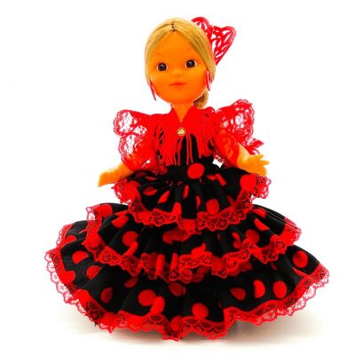 Muñeca de colección de 25 cm. vestido regional típico Andaluza o Flamenca, fabricada en España por Folk Artesanía Muñecas. (SKU: 202NNR)