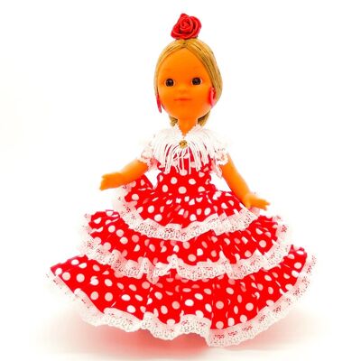 Muñeca de colección de 25 cm. vestido regional típico Andaluza o Flamenca, fabricada en España por Folk Artesanía Muñecas. (SKU: 202FRB)