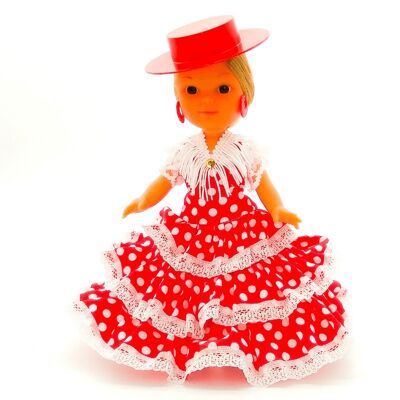 Bambola da collezione di 25 cm. Abito tipico regionale andaluso o di flamenco, realizzato in Spagna da Folk Crafts Dolls. (SKU: 202SRB)